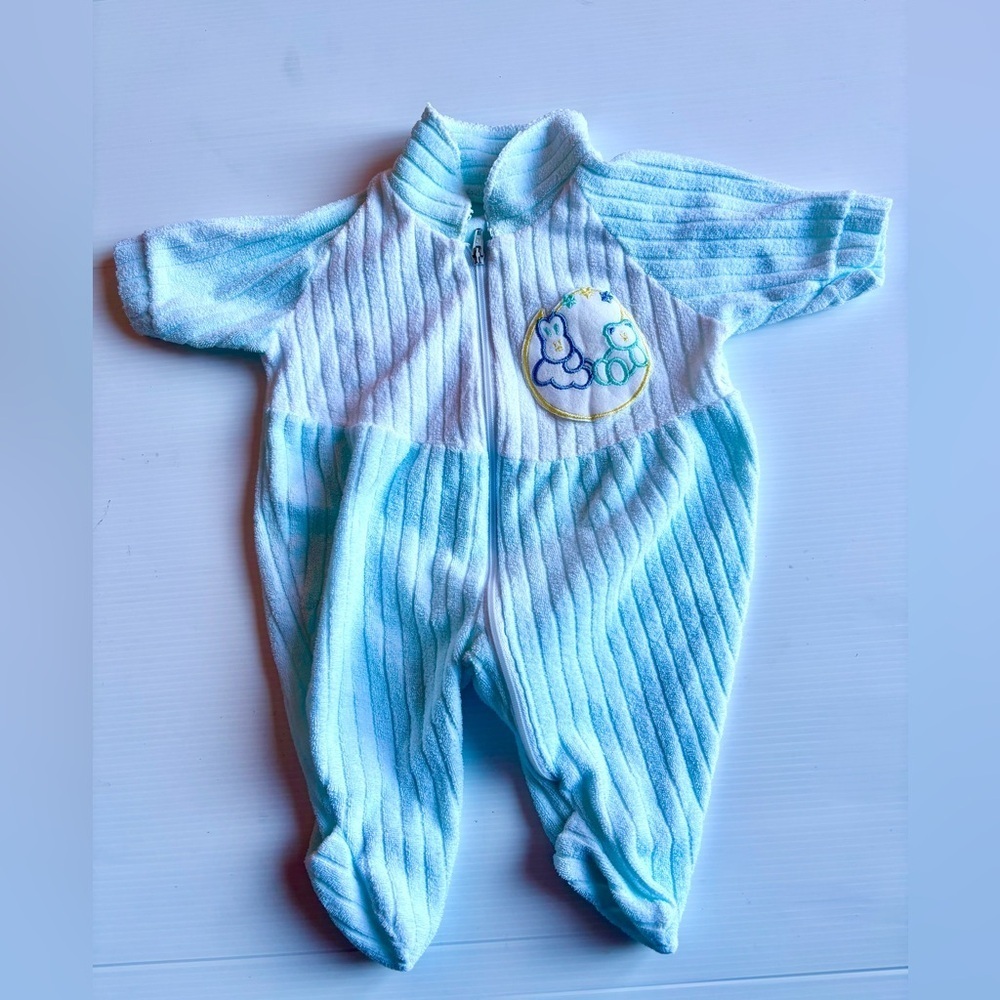 Vintage Baby Boy Pajamas Zipper 0-3 Months